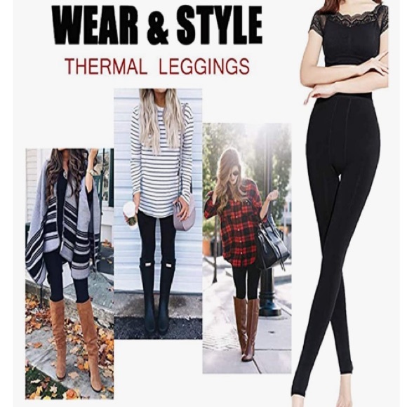 NEW Black Thermal Leggings Winter Warm Leggings Elastic Velvet Fleece Lined - Picture 8 of 8